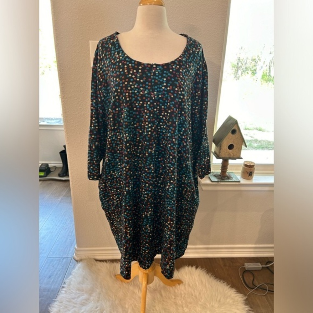 Ulla Popken half sleeve Polka Dot tunic top with pockets 32/34